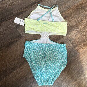 HURLEY Turquoise Waves Cool Matcha Girls One-Piece Swimsuit bathing suit sz 16